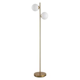 Floor Lamp w/ 2pcs Glass Lamp Shade Modern Portable Decorative Lamp, White (Option: Gold-410x410x260 mm)