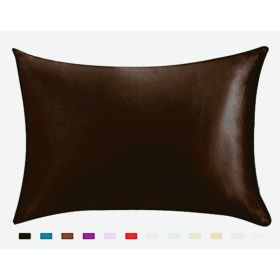Pillowcase Satin Solid Color Simulation Silk Single Pillowcase Ice Silk Pillowcase (Option: Coffee-20x29inches-1PC)