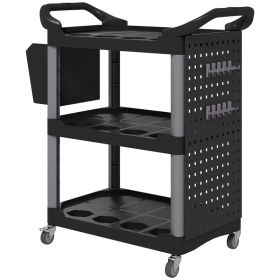 3-Tier Rolling Tool Cart, 200 LBS Capacity Plastic Utility Cart With Side Shelf And Bucket, Black And Light Gray (Option: Gray)